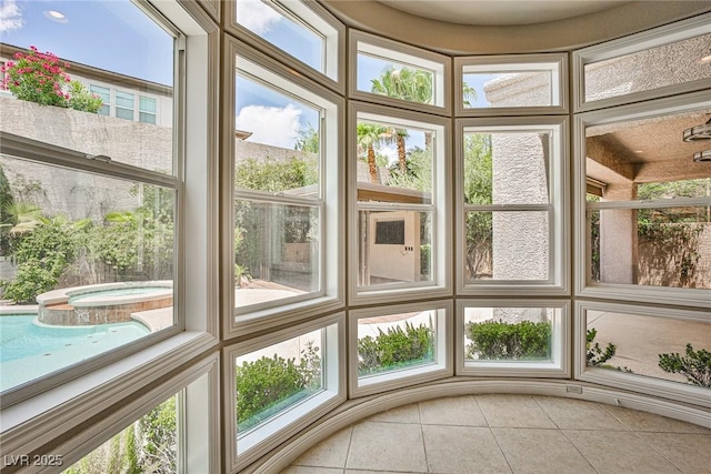 213 Villa Borghese St, Las Vegas, NV 89138 - unfurnished sunroom with a hot tub