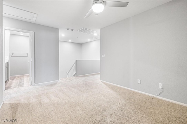 3188 Via Da Vinci, Henderson, NV 89044 - spare room featuring carpet, ceiling fan, baseboards, and recessed lighting