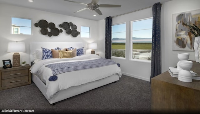 871 Apatite Pl Lot 54, Henderson, NV 89011 - carpeted bedroom with multiple windows, recessed lighting, and ceiling fan