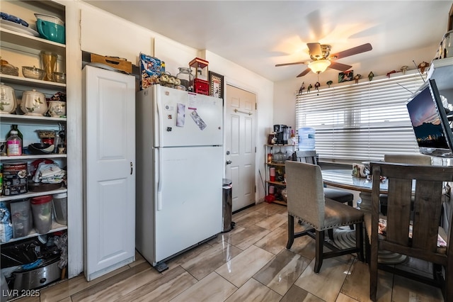 300 N 14th St, Las Vegas, NV 89101 - kitchen with freestanding refrigerator and a ceiling fan