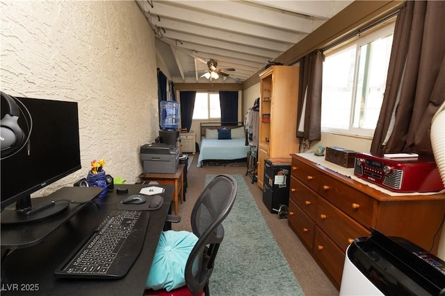 3236 Manzanita Ln, Laughlin, NV 89029 - bedroom featuring carpet flooring, a textured wall, and a desk