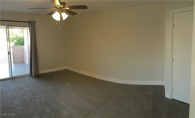 4555 E Sahara Ave Unit 226, Las Vegas, NV 89104 - unfurnished room with dark colored carpet, a ceiling fan, and baseboards