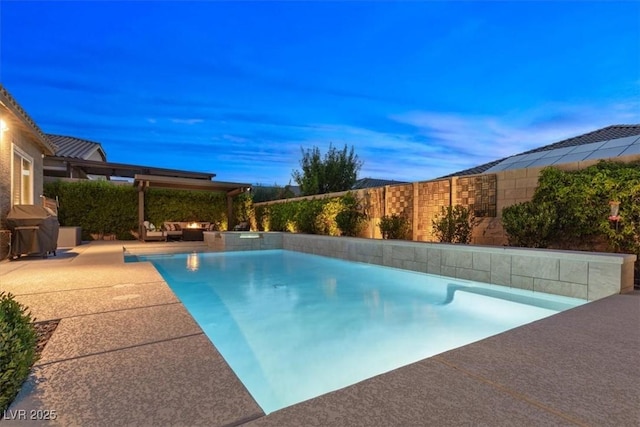 6192 Lautman Ridge Ct, Las Vegas, NV 89141 - view of pool featuring a fenced backyard, a patio, and an outdoor living space