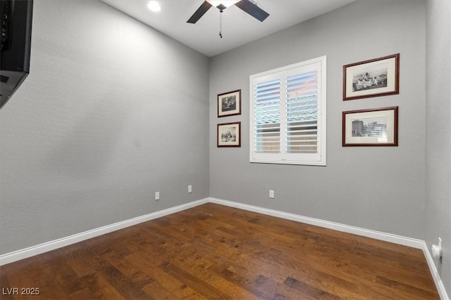 6192 Lautman Ridge Ct, Las Vegas, NV 89141 - spare room with ceiling fan, dark wood-style flooring, baseboards, and recessed lighting