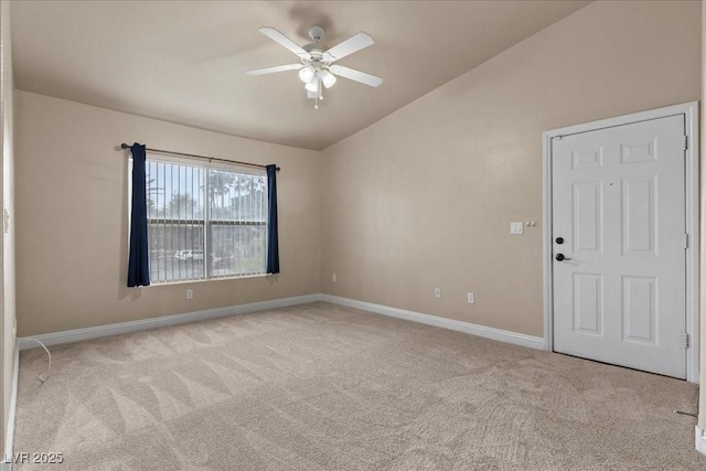 8000 Badura Ave Unit 2028, Las Vegas, NV 89113 - empty room featuring vaulted ceiling, carpet, ceiling fan, and baseboards