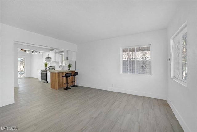 1608 E Mcdonald Ave, North Las Vegas, NV 89030 - unfurnished living room featuring a sink, light wood-style floors, and healthy amount of natural light