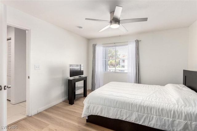8600 W Charleston Blvd Unit 2085, Las Vegas, NV 89117 - bedroom with light wood-style floors, ceiling fan, and baseboards