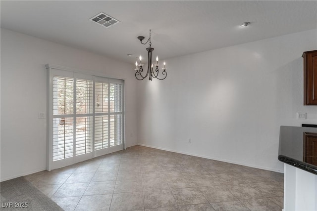 2056 Bay Thrush Way N, Las Vegas, NV 89084 - unfurnished dining area with a chandelier, light tile patterned flooring, and baseboards