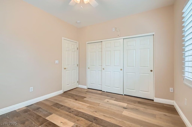 4311 Fiore Bella Blvd, Las Vegas, NV 89135 - unfurnished bedroom with light wood-style floors, a closet, and ceiling fan