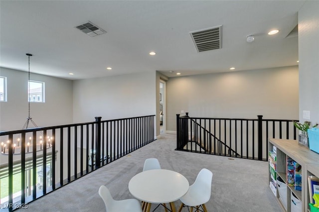 7194 Sage Wren Ct, Las Vegas, NV 89148 - corridor featuring carpet floors, recessed lighting, and an upstairs landing