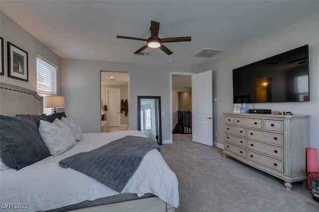 7194 Sage Wren Ct, Las Vegas, NV 89148 - bedroom featuring carpet, ceiling fan, baseboards, and ensuite bathroom