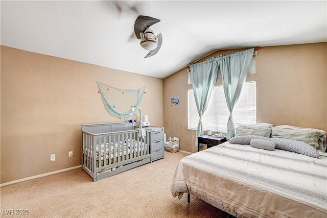 6058 Grape Blossom Ave, Las Vegas, NV 89142 - bedroom with lofted ceiling, carpet, and a ceiling fan
