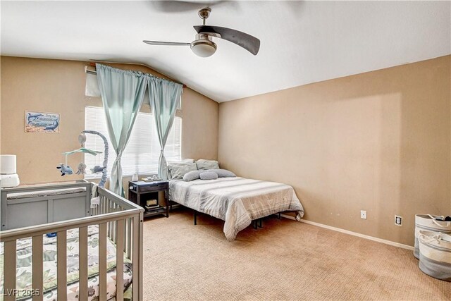 6058 Grape Blossom Ave, Las Vegas, NV 89142 - carpeted bedroom featuring lofted ceiling and ceiling fan