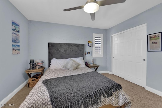 5542 Oak Bend Dr, Las Vegas, NV 89135 - bedroom featuring carpet flooring, a closet, and a ceiling fan