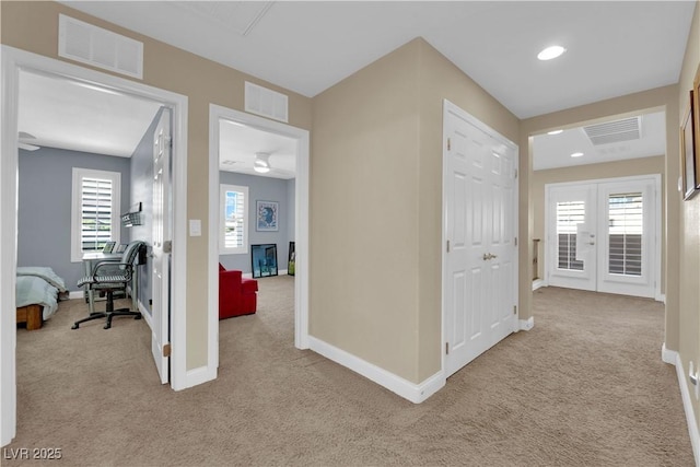5542 Oak Bend Dr, Las Vegas, NV 89135 - hall featuring carpet, french doors, and recessed lighting