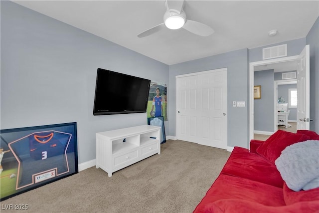 5542 Oak Bend Dr, Las Vegas, NV 89135 - living room featuring ceiling fan and carpet flooring
