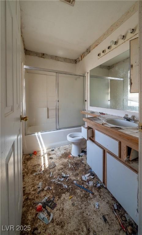 1436 Padre Bay Dr, Las Vegas, NV 89108 - bathroom with vanity, toilet, and shower / bath combination with glass door