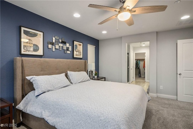 51 Morning Mimosa Ct, Henderson, NV 89012 - bedroom with carpet, recessed lighting, baseboards, and a ceiling fan