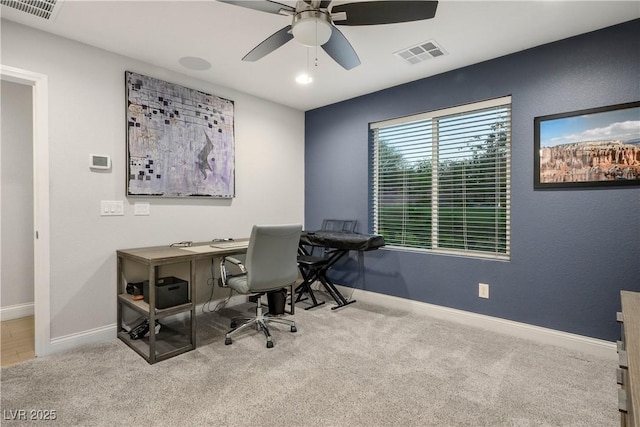 51 Morning Mimosa Ct, Henderson, NV 89012 - home office featuring carpet floors, ceiling fan, and baseboards