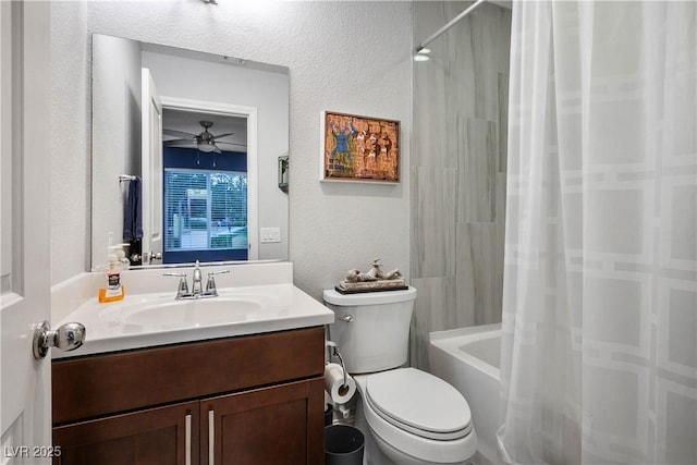51 Morning Mimosa Ct, Henderson, NV 89012 - full bathroom featuring vanity, shower / bathtub combination with curtain, toilet, and a textured wall