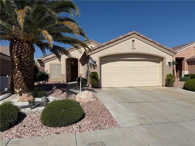 495 Edgefield Ridge Pl, Henderson, NV 89012 - ranch-style house with concrete driveway, a garage, and stucco siding