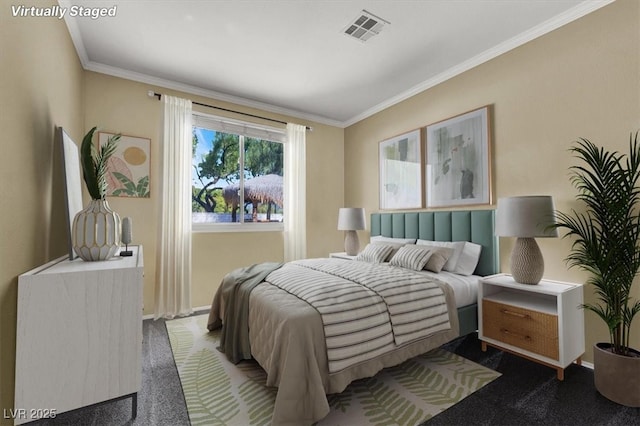 1306 Big Tree Ave, North Las Vegas, NV 89031 - carpeted bedroom with crown molding and baseboards