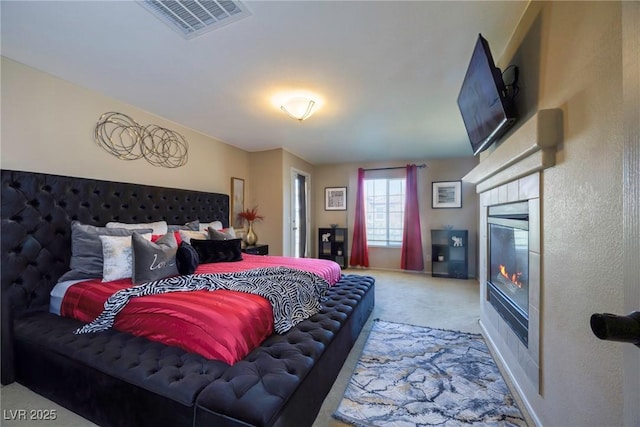 9032 Retro Ct, Las Vegas, NV 89149 - carpeted bedroom featuring a fireplace