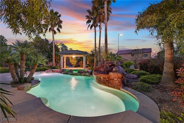 9008 Sawhill Pond St, Las Vegas, NV 89131 - view of pool featuring a gazebo and a pool with connected hot tub