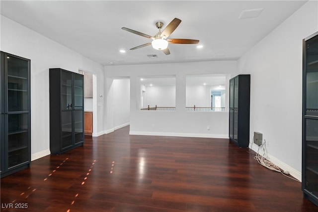 9008 Sawhill Pond St, Las Vegas, NV 89131 - unfurnished living room featuring ceiling fan, wood finished floors, recessed lighting, and baseboards