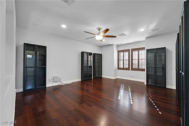 9008 Sawhill Pond St, Las Vegas, NV 89131 - unfurnished living room with ceiling fan, wood finished floors, baseboards, and recessed lighting