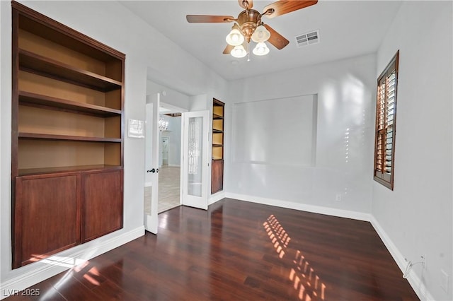 9008 Sawhill Pond St, Las Vegas, NV 89131 - unfurnished room with wood finished floors, baseboards, french doors, and a ceiling fan