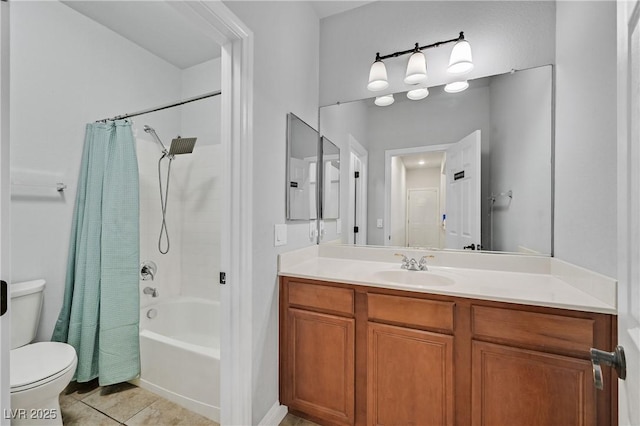 9008 Sawhill Pond St, Las Vegas, NV 89131 - full bath with toilet, shower / bath combo, vanity, and tile patterned flooring