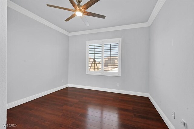 9008 Sawhill Pond St, Las Vegas, NV 89131 - spare room featuring wood finished floors, a ceiling fan, crown molding, and baseboards