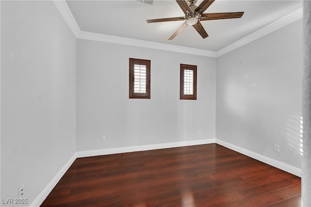 9008 Sawhill Pond St, Las Vegas, NV 89131 - unfurnished room with a ceiling fan, wood finished floors, ornamental molding, and baseboards