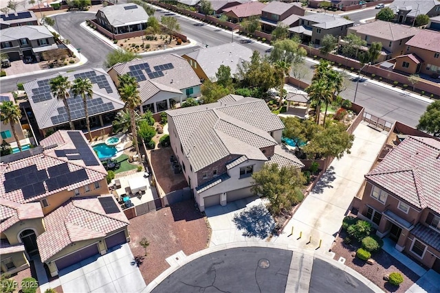 9008 Sawhill Pond St, Las Vegas, NV 89131 - aerial perspective of suburban area with a pool area