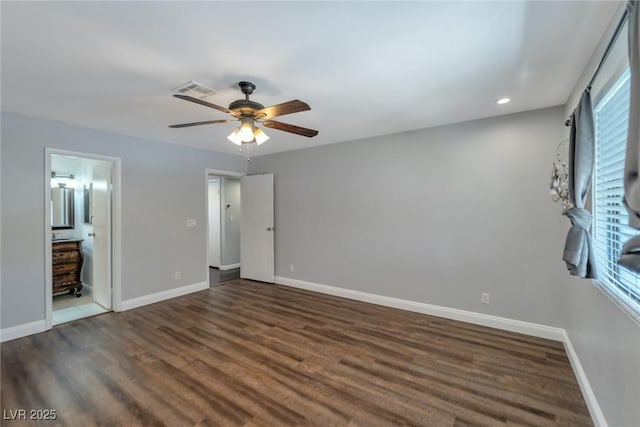 2708 Beaver Creek Ct Unit 202, Las Vegas, NV 89117 - unfurnished bedroom featuring baseboards, wood finished floors, a ceiling fan, and recessed lighting