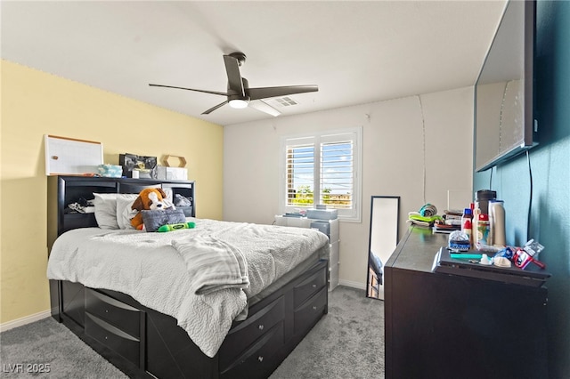 9161 Rolling Sky Dr, Las Vegas, NV 89178 - bedroom with light carpet, baseboards, and ceiling fan