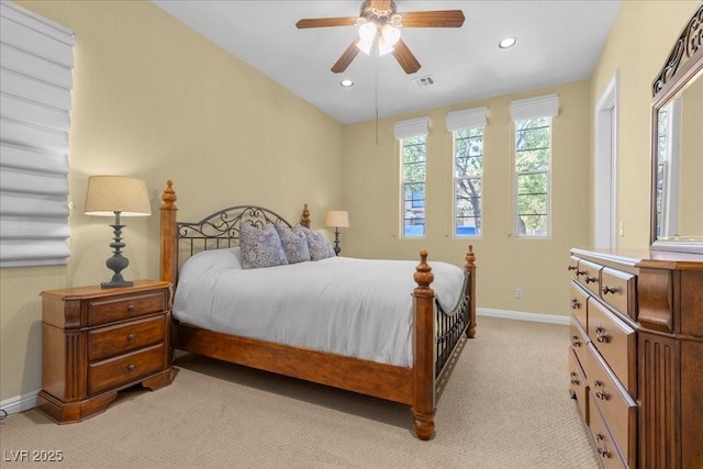 300 N Royal Ascot Dr, Las Vegas, NV 89144 - bedroom featuring light carpet, recessed lighting, and ceiling fan