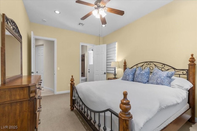 300 N Royal Ascot Dr, Las Vegas, NV 89144 - bedroom featuring carpet flooring, connected bathroom, and a ceiling fan