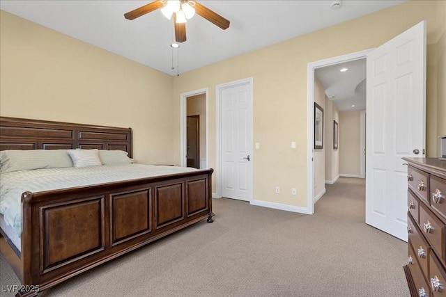 300 N Royal Ascot Dr, Las Vegas, NV 89144 - bedroom featuring light colored carpet, ceiling fan, and recessed lighting