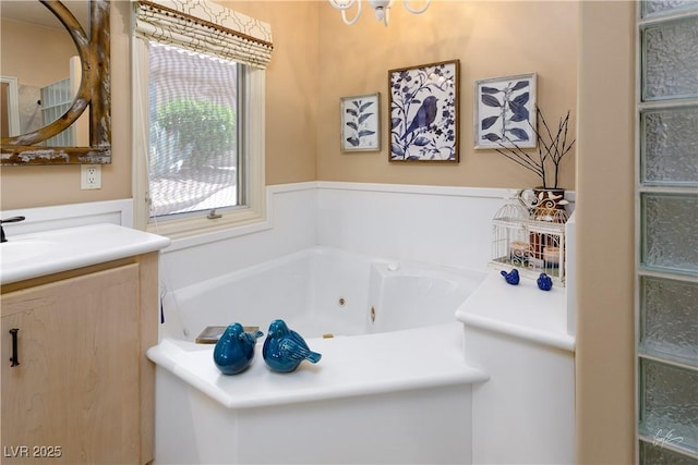 522 Via Ventana Dr, Mesquite, NV 89027 - bathroom featuring vanity and a jetted tub
