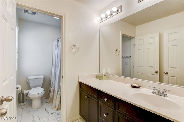 3839 Zodiacal Light St, Las Vegas, NV 89129 - full bath with marble look tile flooring, vanity, toilet, and a shower with curtain