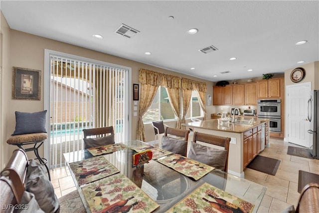 9614 Stonily Ln, Las Vegas, NV 89178 - dining space featuring recessed lighting and light tile patterned floors