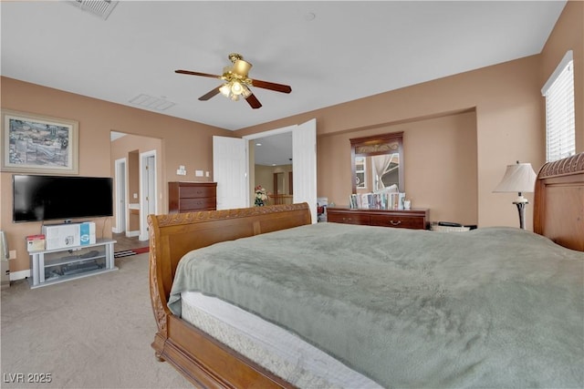 9614 Stonily Ln, Las Vegas, NV 89178 - bedroom featuring light colored carpet, ceiling fan, and baseboards