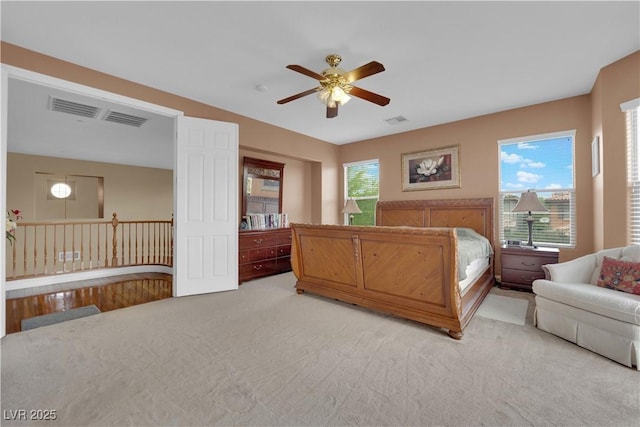 9614 Stonily Ln, Las Vegas, NV 89178 - bedroom with light carpet and ceiling fan
