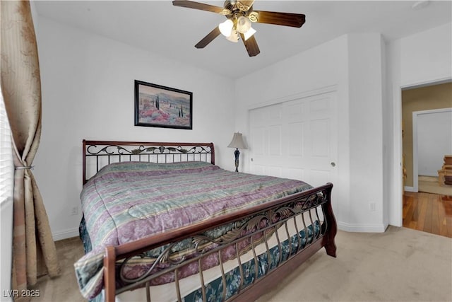 9614 Stonily Ln, Las Vegas, NV 89178 - carpeted bedroom with a closet, baseboards, and ceiling fan