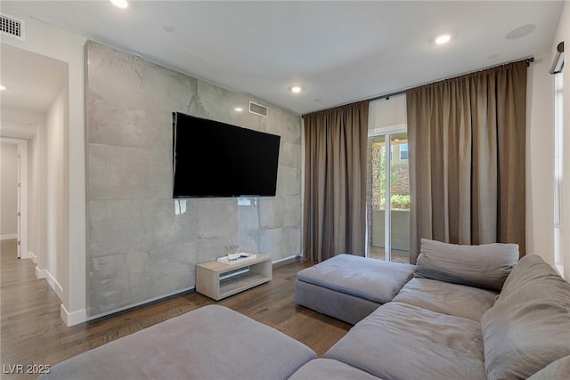 11280 Granite Ridge Dr Unit 1009, Las Vegas, NV 89135 - living area with wood finished floors, baseboards, recessed lighting, and tile walls