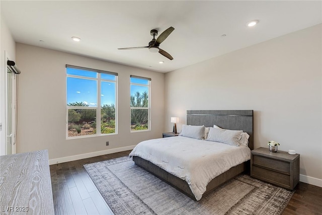 11280 Granite Ridge Dr Unit 1009, Las Vegas, NV 89135 - bedroom featuring baseboards, wood finished floors, ceiling fan, and recessed lighting