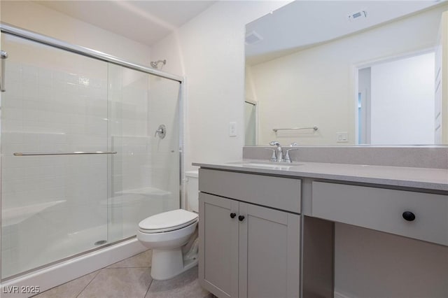 9086 Nostrand Ave, Las Vegas, NV 89148 - full bathroom with toilet, a shower stall, vanity, and tile patterned floors