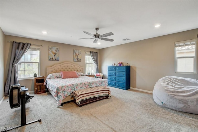 1425 Overseer Ave, Henderson, NV 89074 - carpeted bedroom with baseboards, a ceiling fan, and recessed lighting